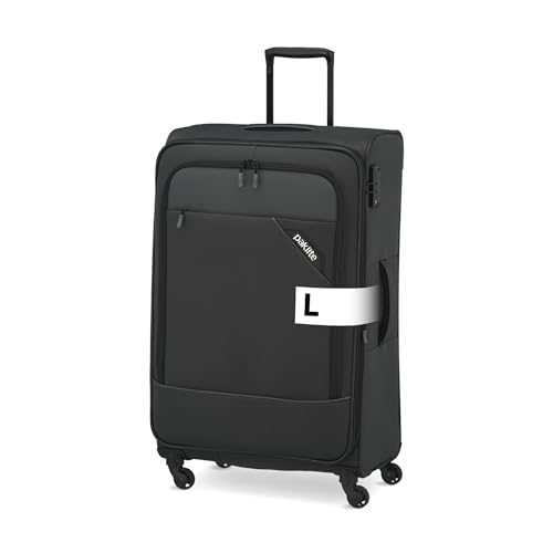 paklite DERBY Reisekoffer 4 Rollen, erweiterbar, Weichschalen Trolley mit Dehnfalte, TSA Schloss, 77 cm, 102-115 Liter, anthrazit