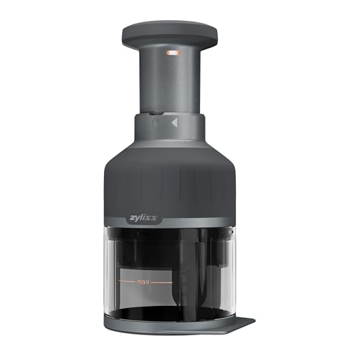 Zyliss Zick Zick 3, Manueller Lebensmittelzerkleinerer mit Edelstahlklinge, ergonomischem Soft-Touch-Kolben, leicht zu reinigen, spülmaschinenfest