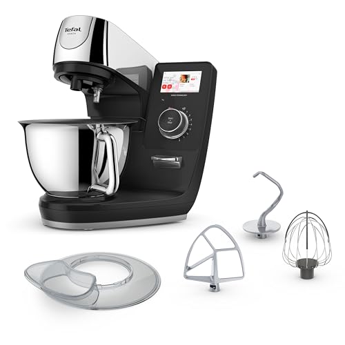 Tefal I-Coach Touch +, Küchenmaschine mit integrierter Waage, 25 Automatikprogrammen, 5,5-Liter-Schüssel, WiFi-Verbindung, 4,3'' Touchscreen, 1200 Watt, Schwarz, QB960DF0