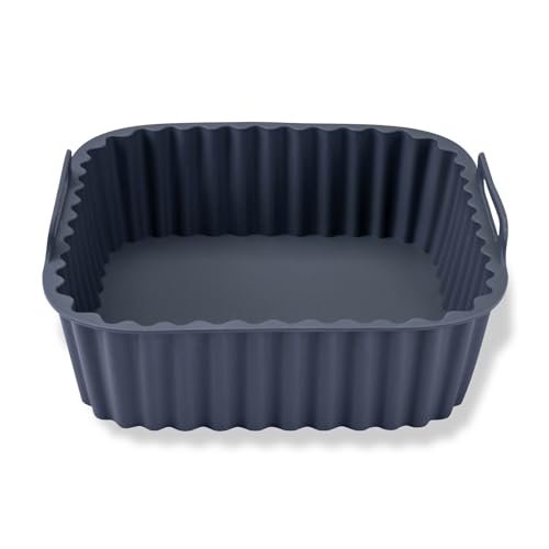 Fackelmann Silikonform für Heißluftfritteuse, 17 cm eckig, aschgrau, antihaftbeschichtet und spülmaschinengeeignet für knusprige Gerichte