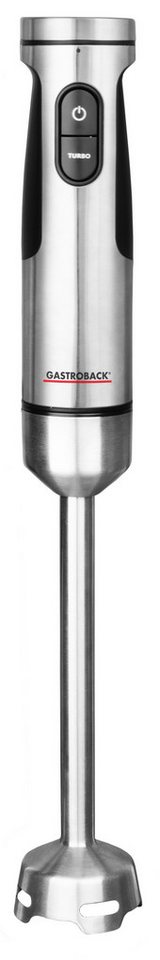 Gastroback Powermix Stabmixer Professional, 1.500W, 20 Geschwindigkeitsstufen, inkl. 5-teiligem Zubehör, silberfarben