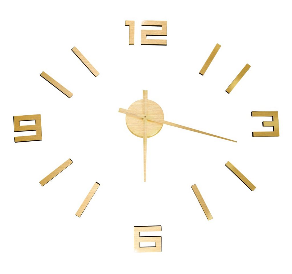 vidaXL 3D-Wanduhr Golden, modernes Design, 100 cm XXL, einfache Montage, DIY-Artikel