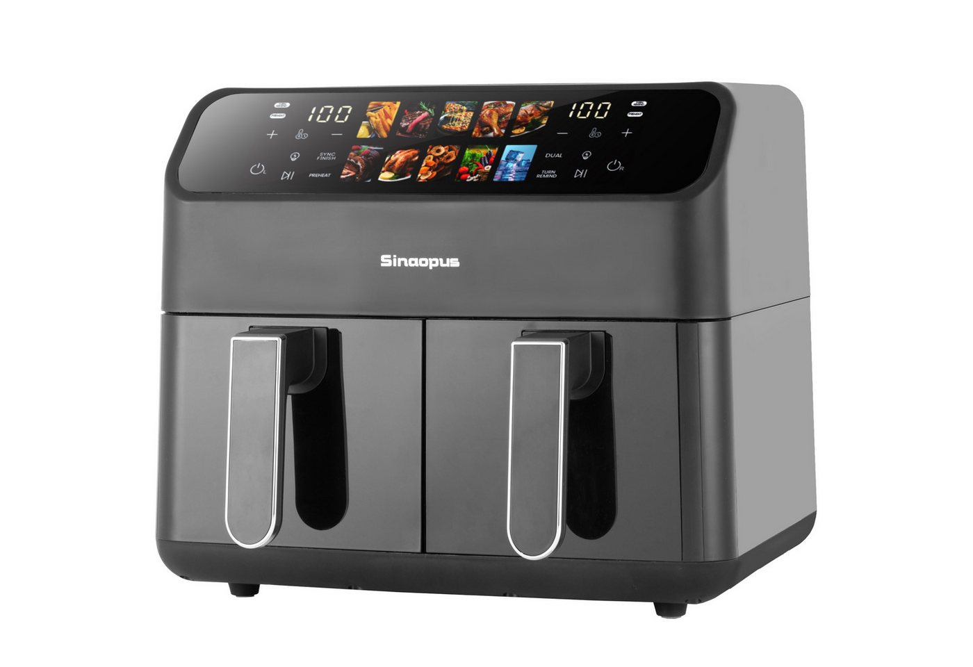 Leawin Heißluftfritteuse XXL 9L, Doppelkammer Airfryer mit 2000W, Temperaturregelung 80-200℃ und Timer-Funktion