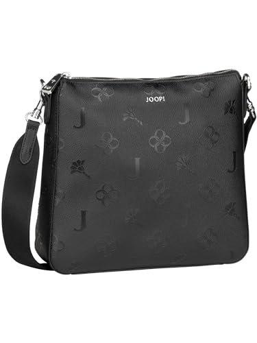 JOOP! Decoro Stampa Jasmina Shoulderbag MVZ, Beuteltasche aus hochwertigem Kunstleder mit Allover Logo-Design und Reißverschlussetui, schwarz