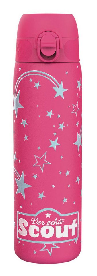 Scout Trinkflasche Bottle Stars, kindgerechtes Design, 0,5 l, pink / hellgrau, Metall