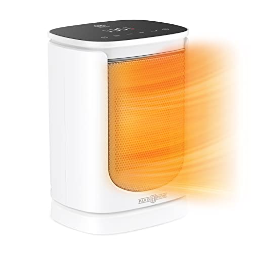 Paris Rhône Heizlüfter Energiesparend Leise, 2000W Keramik Klein Elektrisch Heizung mit Thermostat, 12 Std.Timer, 70° Oszillation für Büro Haus Schlafzimmer [Energieklasse A+]