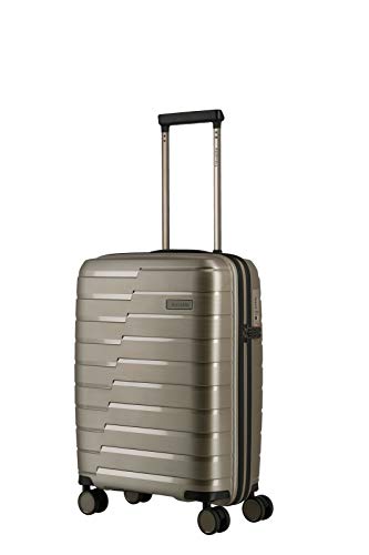 travelite 4-Rad Handgepäck Koffer mit TSA Schloss erfüllt IATA-Bordgepäckmaß, Gepäck Serie AIR BASE: Funktionaler Hartschalen Trolley im coolen Look, 075347-40, 55 cm, 37 Liter, champagner (beige)