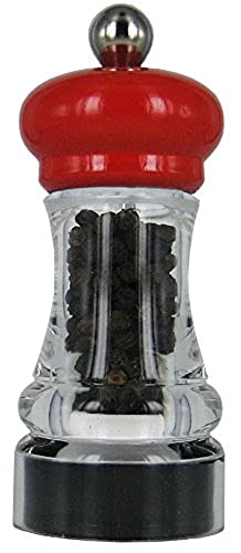 MARLUX Pfeffermühle, Acryl, transparent/Rot, 4.5 x 4.5 x 11 cm