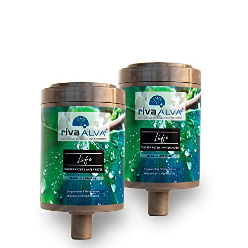 rivaALVA Life Trinkwasserfilter 2er Set Ersatzkartusche, filtert Hormone, Medikamente, Blei, Kupfer und Bakterien, biologisch abbaubar, made in Germany