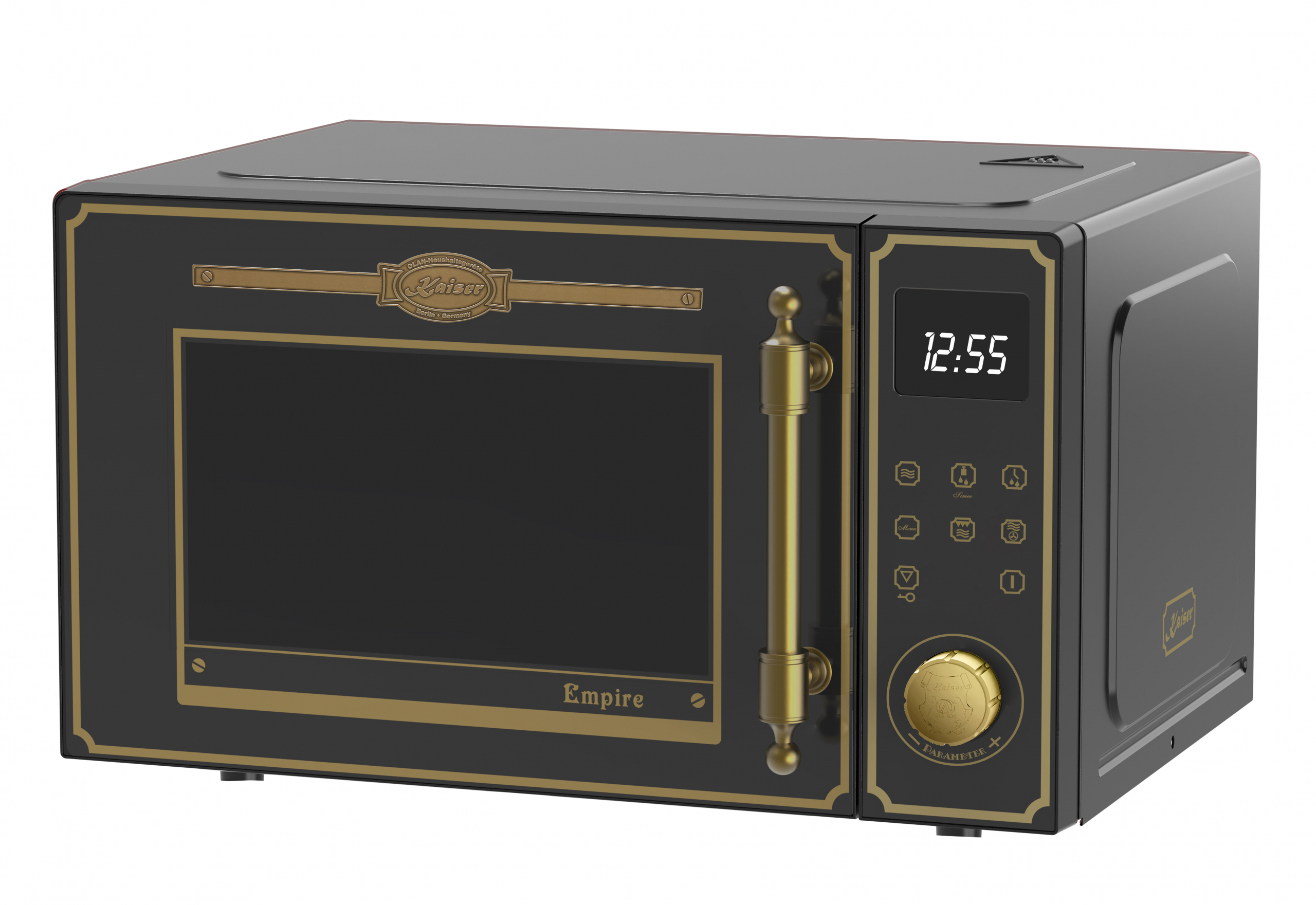 Kaiser Empire M 2530 Em Retro Mikrowelle, 25L, Mikrowellenherd mit Heißluft Grill und 25 Funktionen, Anthrazit/Bronze