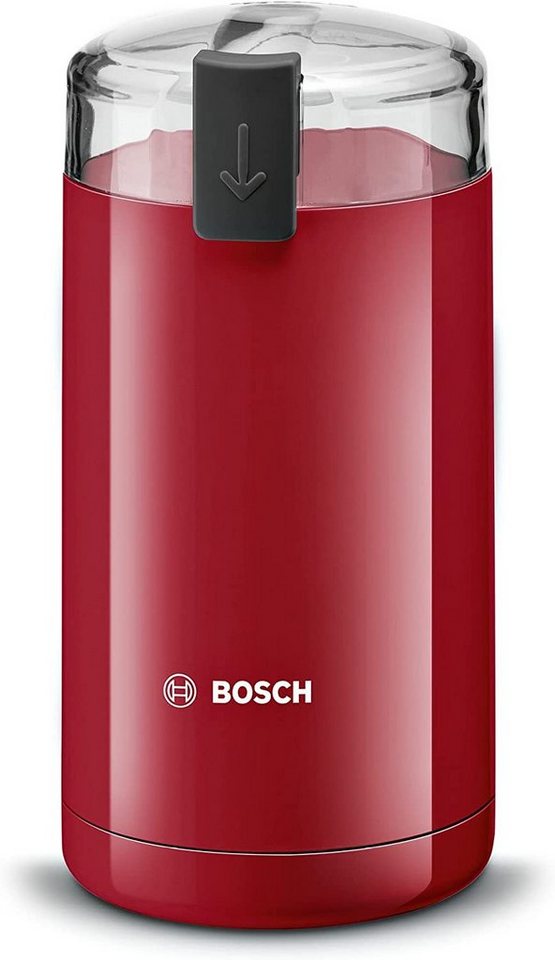 BOSCH Kaffeemühle TSM6A014R, Elektrische Kaffeemühle mit Edelstahl-Schlagmesser, 180 W, Rot