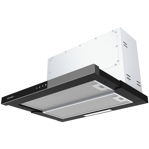 Oranier Einbau Dunstabzugshaube 90 cm Abluft Abzugshaube mit ausziehbarer Glasblende Touch