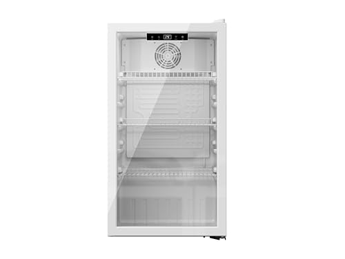 YUNA Cool-View GKS90W Glastürkühlschrank mit 89 L, digitale Temperaturanzeige, Umluftkühlung, Energieeffizienzklasse C, weiß