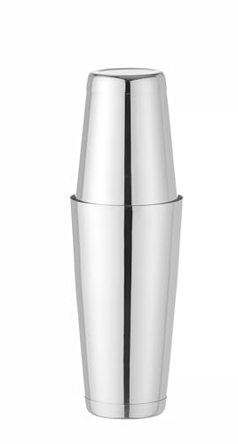 HENDI BarUp Cocktail Shaker, Tin-on-Tin Boston-Cocktailshaker aus Edelstahl, poliert, 2 gewichtete Becher (0,6L & 0,8L), silber