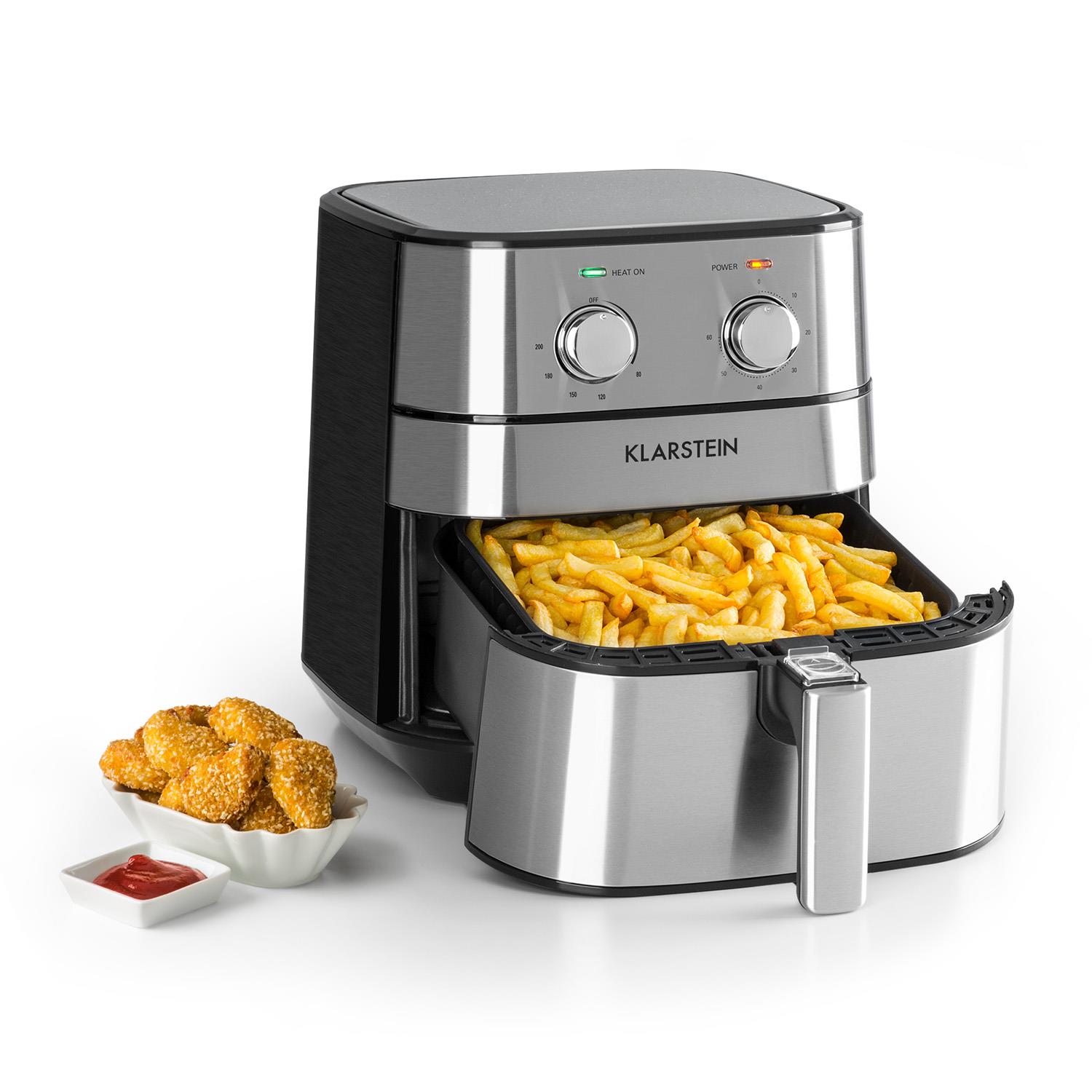 Klarstein AeroVital Heißluftfritteuse 1700W 5,4 Liter Timer Edelstahl silber