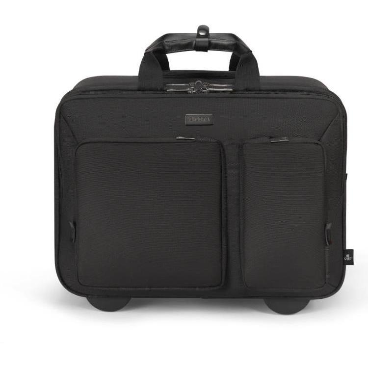 Dicota Trolley Top Traveller Roller SEVEN, Notebook-Rollkoffer für 14-16 Zoll Laptops, Schwarz, 25 l, mit DICOTA Cushion Technology und herausnehmbarer Slim Case
