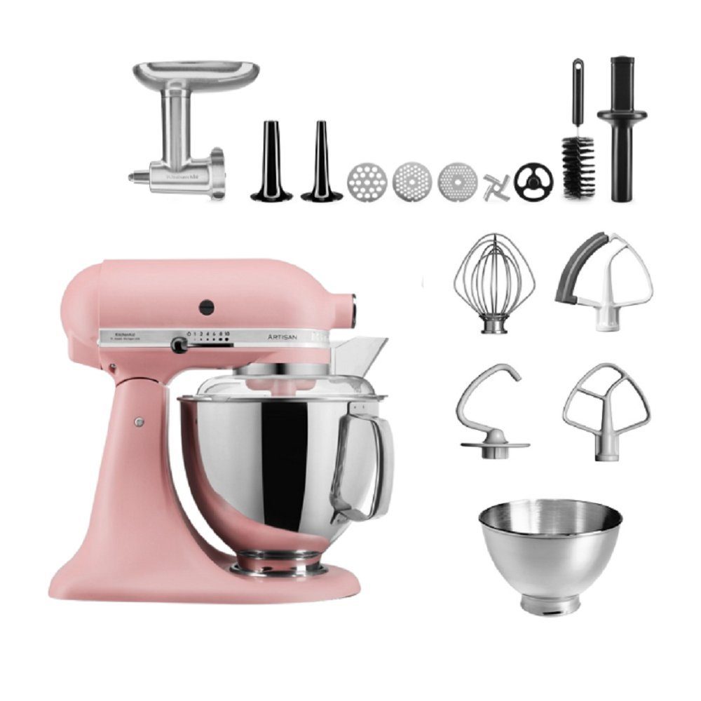 KitchenAid Artisan 5KSM175PSE Küchenmaschine Meatlover, 4,8 L, Ganzmetall-Fleischwolf, Premiummodell