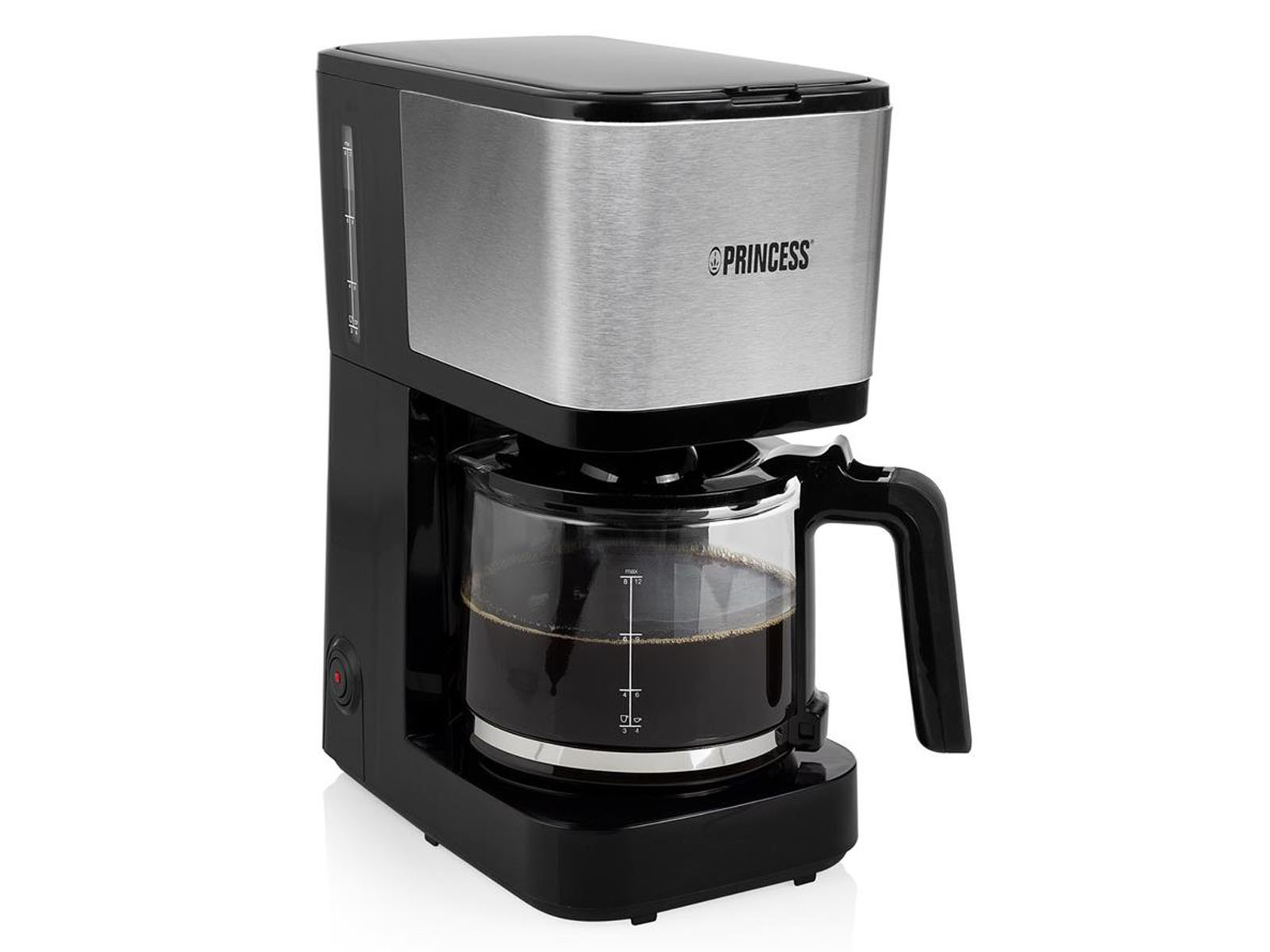 Filterkaffeemaschine Schwarz mit Edelstahl - Permanentfilter & Glaskanne für 12 Tassen