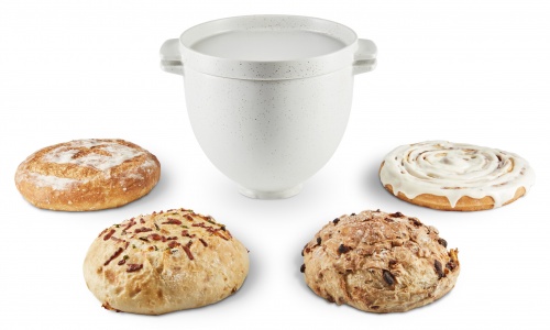 KitchenAid 5KSM2CB5BGS Brot-Backschüssel, geeignet für 4,8 L Artisan und 4,3 L Classic Küchenmaschinen, Keramikdeckel, spülmaschinengeeignet, grey speckle, grau
