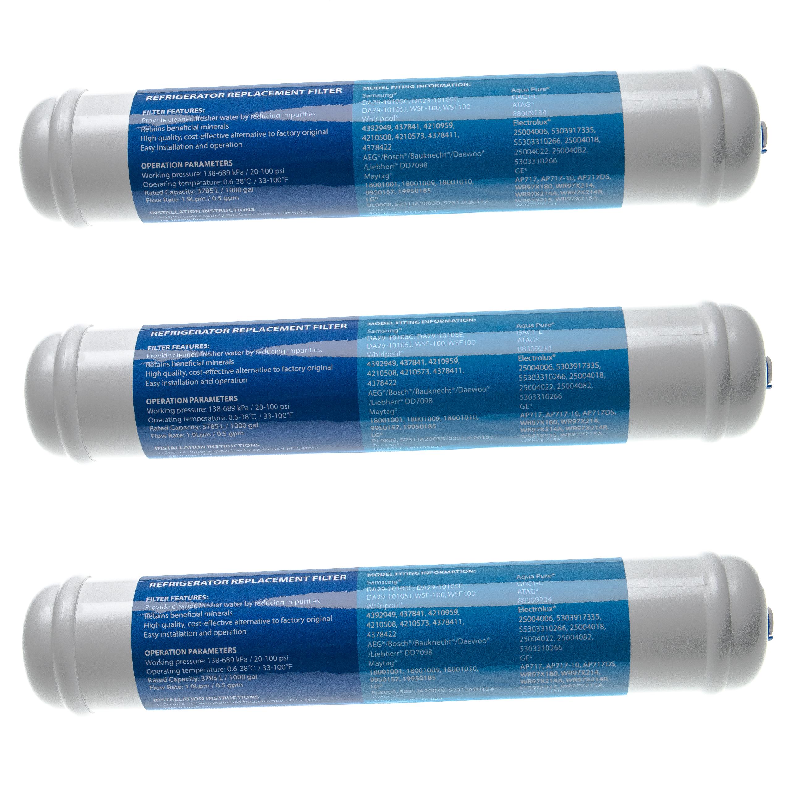 vhbw 3x Wasserfilter Filterkartusche Filter kompatibel mit LG Electronics GWL6026SC, GW-L6114NS, GW-P2020SL, GW-P2021NS Side-by-Side Kühlschrank