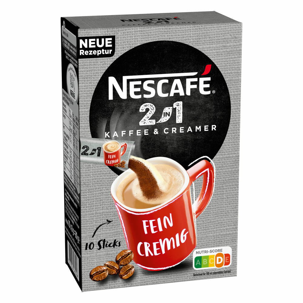 Nescafé 2in1 Sticks, Instantkaffee mit Creamer, Instant Kaffee, 10 Portionssticks - Preisvergleich