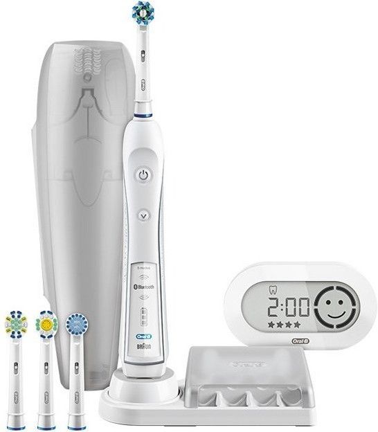 Oral-B Pro 6200 SmartSeries mit Bluetooth und SmartGuide, Set mit Reiseetui & 4 Aufsteckbürsten mit visueller Andruckkontrolle