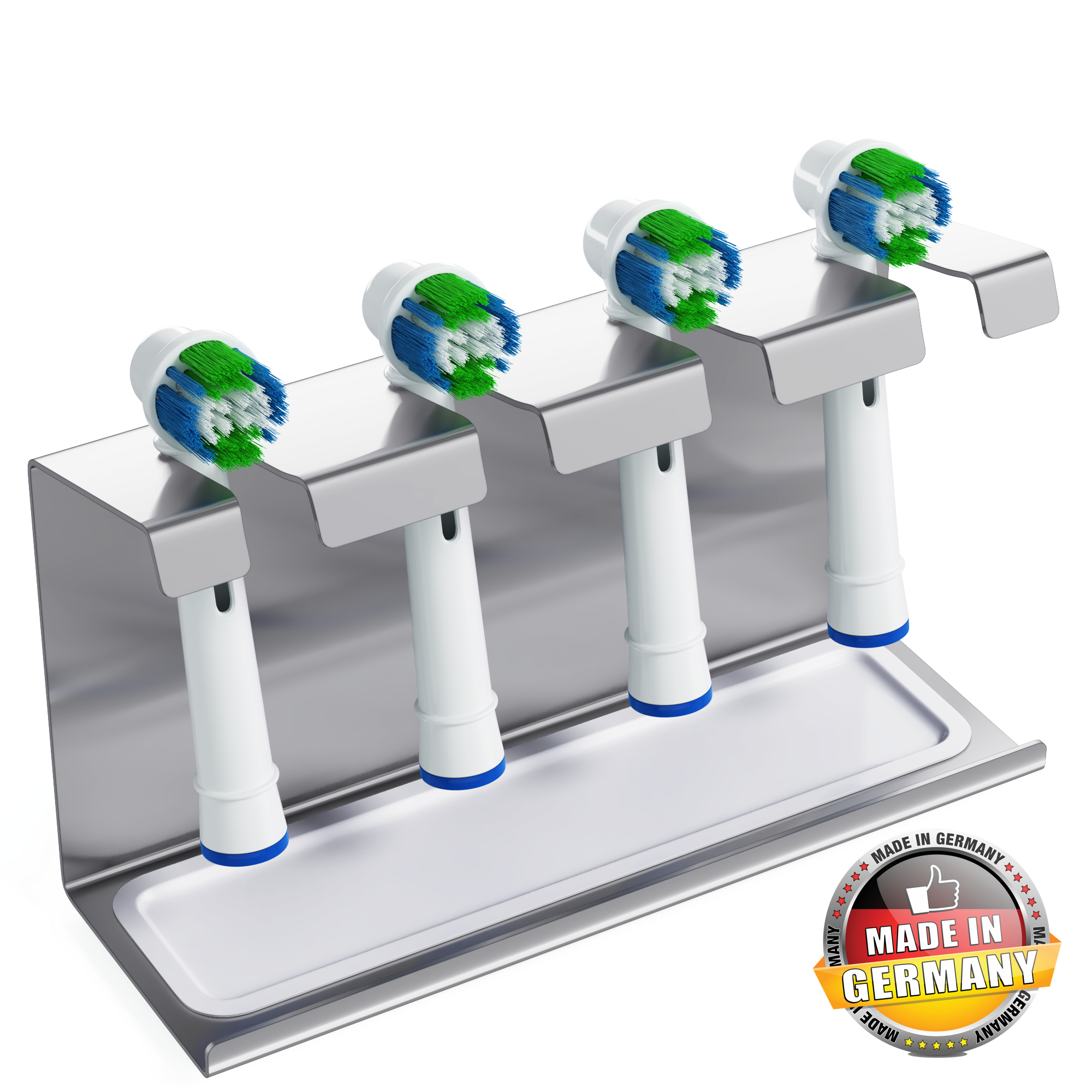 Wietre 4er Edelstahl Aufsteckbürsten-Halter mit Auffangschale, für Oral-B, Philips Sonicare, Waterpik, Fairywill