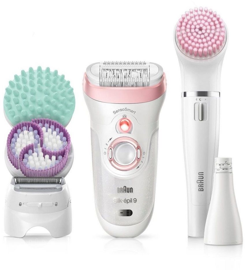 Braun Silk-épil Beauty-Set Infos Massagekopf, Tests, Rasieraufsatz, und Trockenanwendung inkl. 9-995 9 & Preisvergleich Nass- Hautkontakt-Aufsatz: Gesichtsreinigungsbürste, Trimmeraufsatz