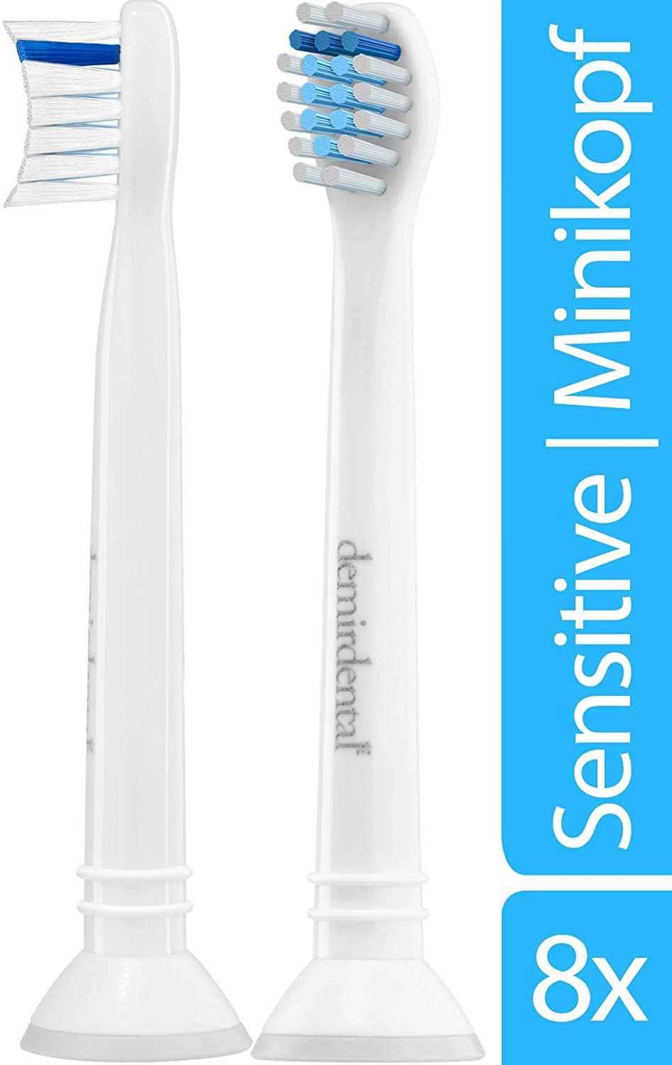 Demirdental 8er-Pack Aufsätze für Philips Sonicare Zahnbürstenaufsatz Sensitive, HX6088 Ersatzbürsten designed in Berlin, Mini Kurzkopf, Weiche Borsten für empfindliches Zahnfleisch