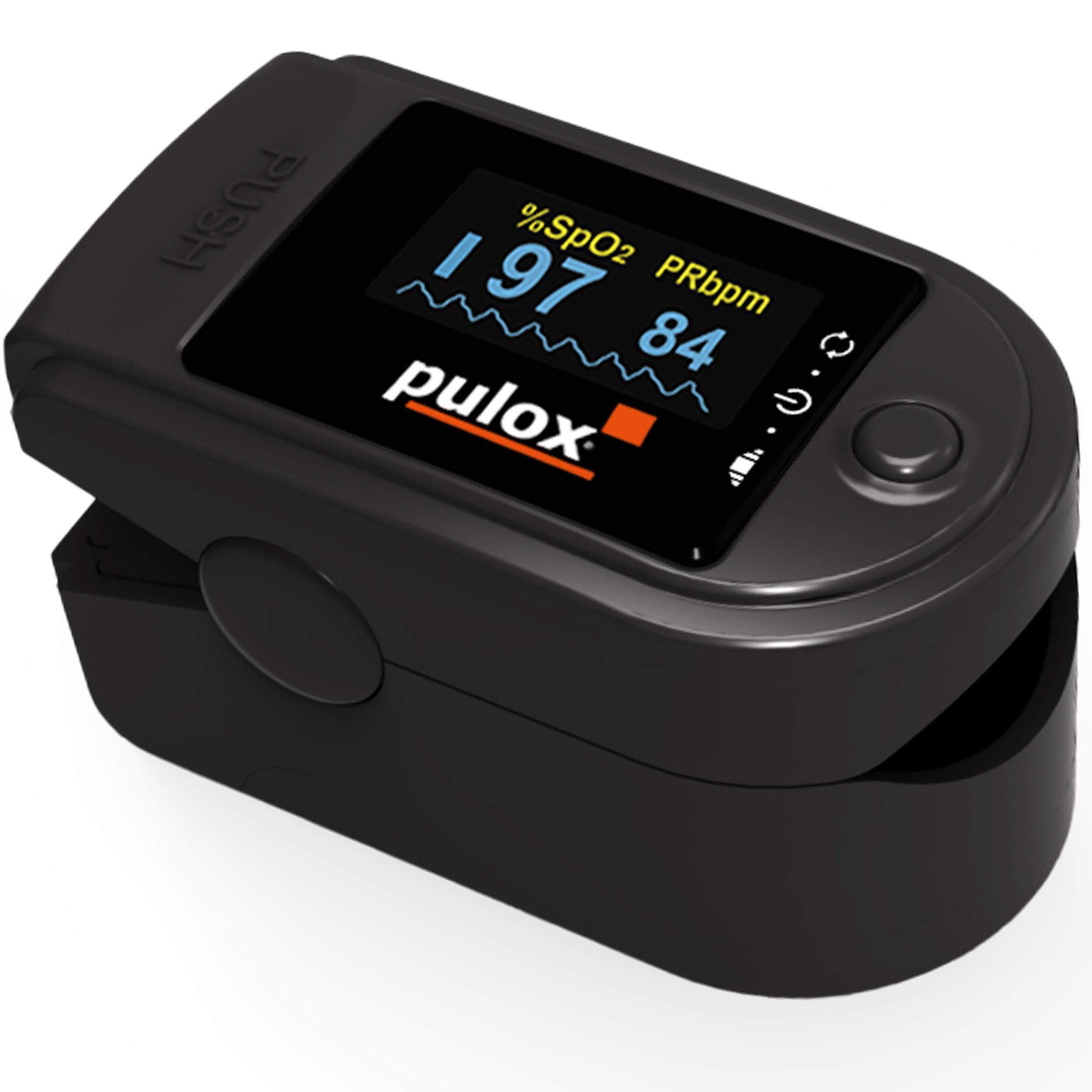 Pulsoximeter pulox PO-200A Solo mit Alarm und Pulston Schwarz