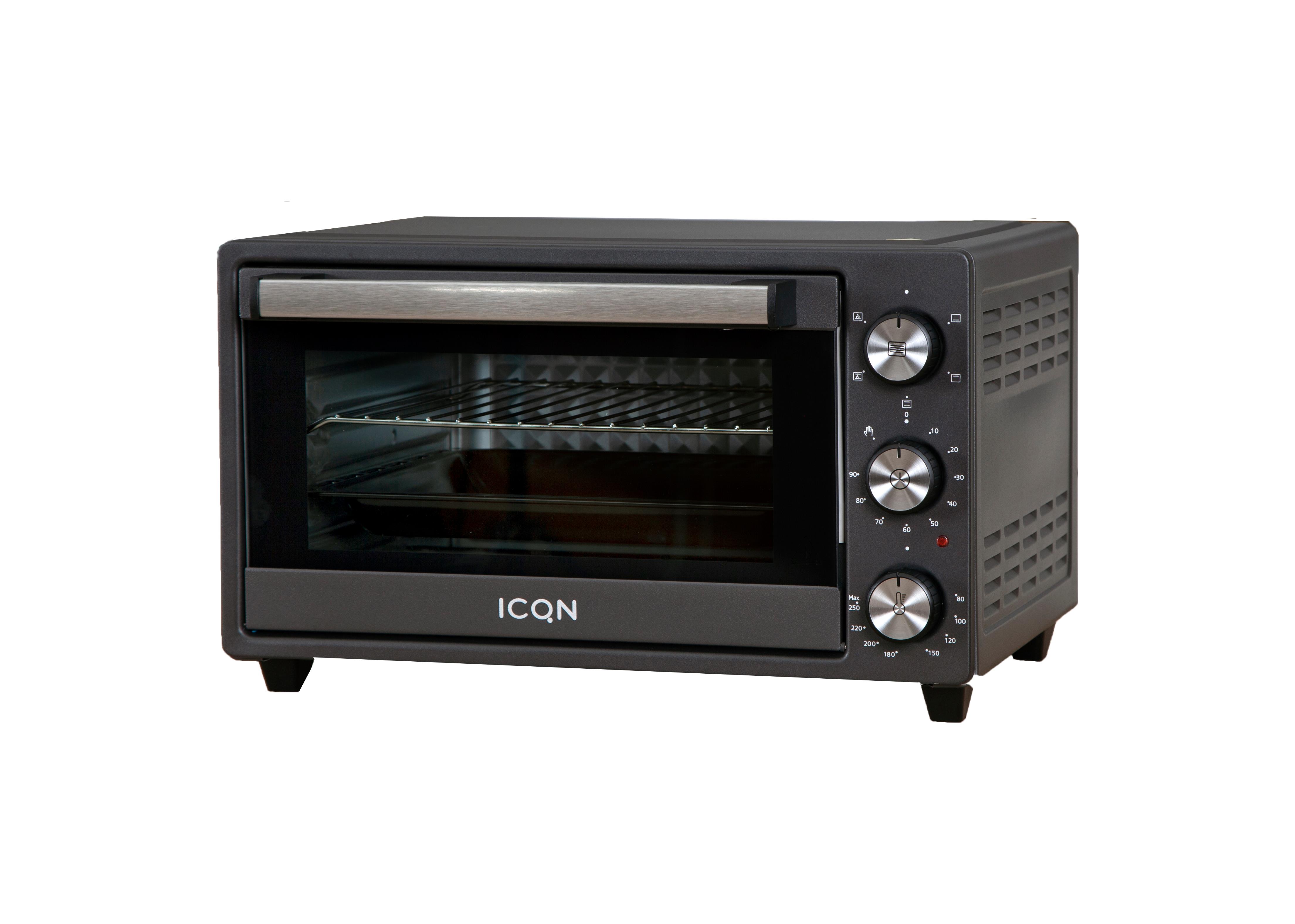 ICQN Minibackofen 20L, PizzaBackofen, OberUnterhitze mit UmluftFunktion, 5 GrillFunktion, 90