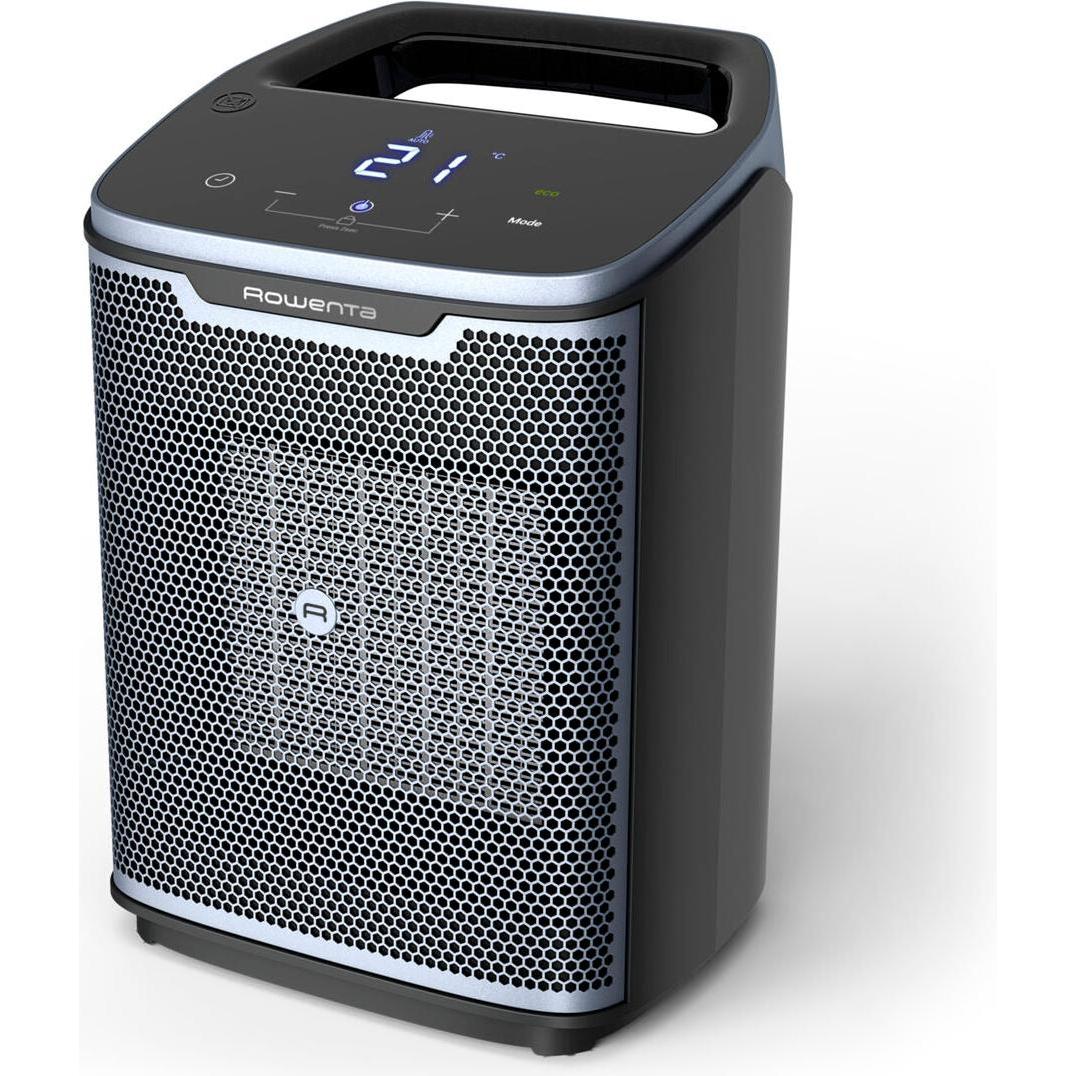 Rowenta SO9360 Heizlüfter, 2000 Watt, kompakt, Silber-Schwarz mit Keramikelement und Touch-Steuerung