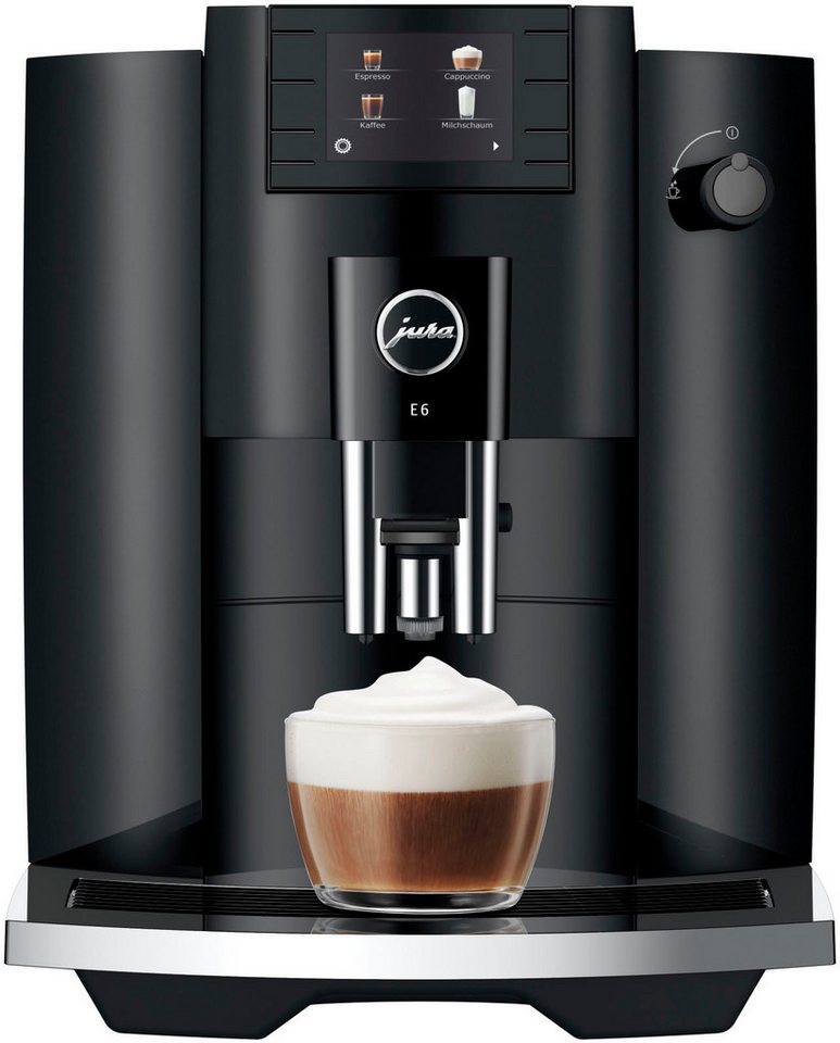 JURA Kaffeevollautomat 15802 E6 Full Black, Cappuccino- und Schwarzkaffee-Spezialitäten mit Professional Aroma Grinder und Farbdisplay