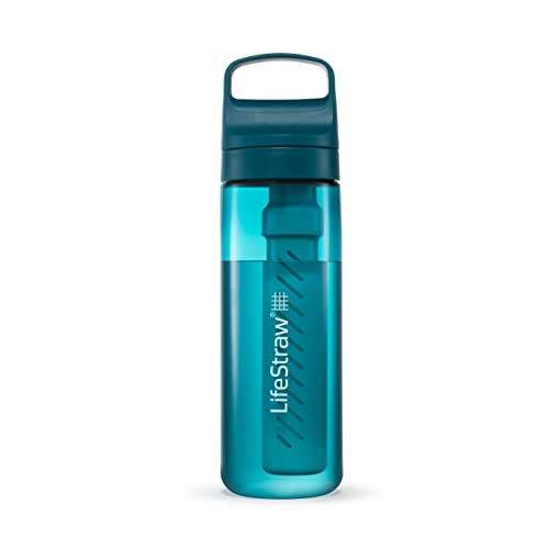 LifeStraw Go Serie - BPA-freie Trinkflasche mit Wasserfilter 650ml für Reisen und den täglichen Gebrauch - entfernt Bakterien, Parasiten, Mikroplastik + verbessert den Geschmack, Laguna Teal (petrol)