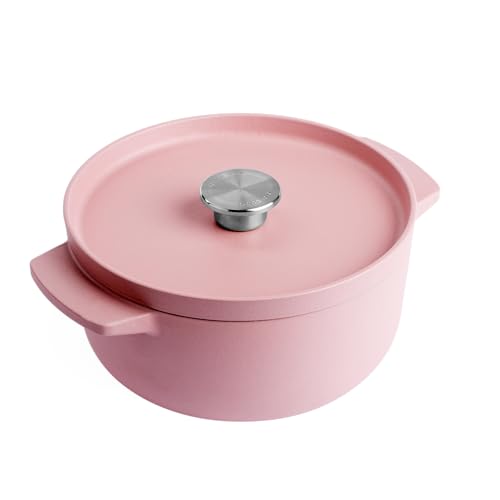 KitchenAid Cast Iron 22cm/3,3L Kasserolle mit Deckel, Hochwertig, Robust & Langlebig, Anbraten, Bräunen, Braten, PFAS-freie Emaille Innenseite, Induktion, Ergonomischer Griff, Ofenfest bis 260°C, Dried Rose