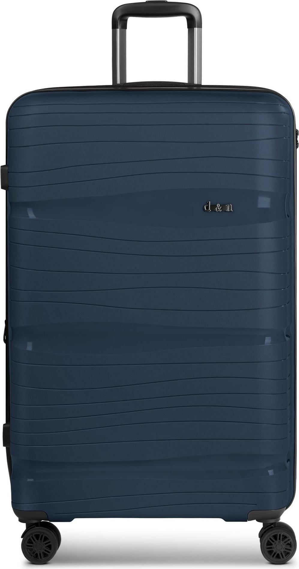 D&N Koffer Travel Line 4300-Plus 4 Rollen Trolley L 76 cm mit Dehnfalte Blau, 96 l, XL