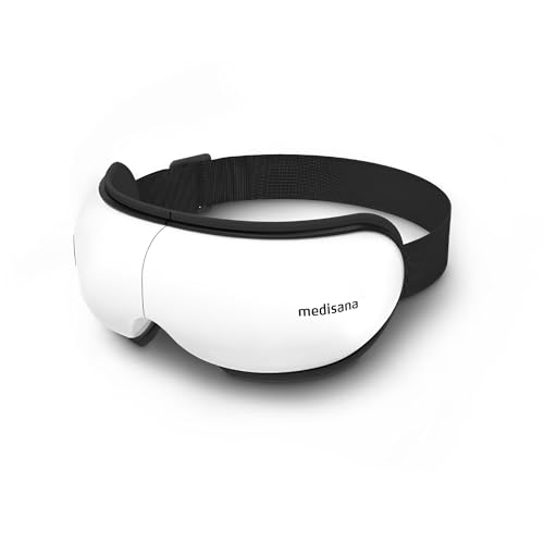 Medisana EM 100 Augenmassagegerät, faltbare Augenmaske mit Wärme, Musik, Luftkompression und 5 Massageprogrammen zur Linderung von Kopfschmerzen und Augenbelastung