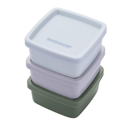 Fackelmann Snacking-Boxen 3er-Set, eckig, stapelbar, in graugrün, hellblau und beige