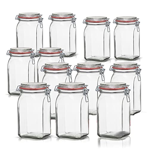 BigDean Einmachglas 12x Vorratsgläser 1,1L Deckel & Bügelverschluss Made in Germany, Glas, (12-tlg) Transparent