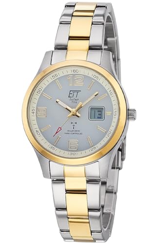 ETT Eco Tech Time Funk Solar Damen Uhr Analog mit Edelstahl Armband ELS-11590-12M