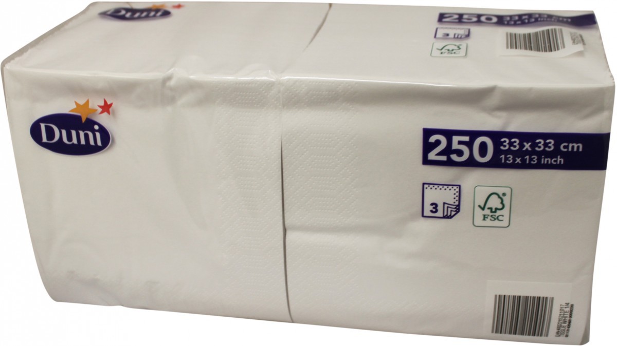 Duni 250 Zelltuch Servietten Weiß 33cm x 33cm