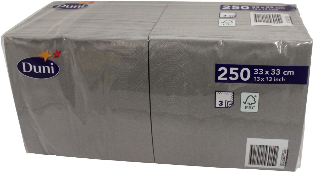 Duni 250 Zelltuch Servietten Granit Gray 33cm x 33cm