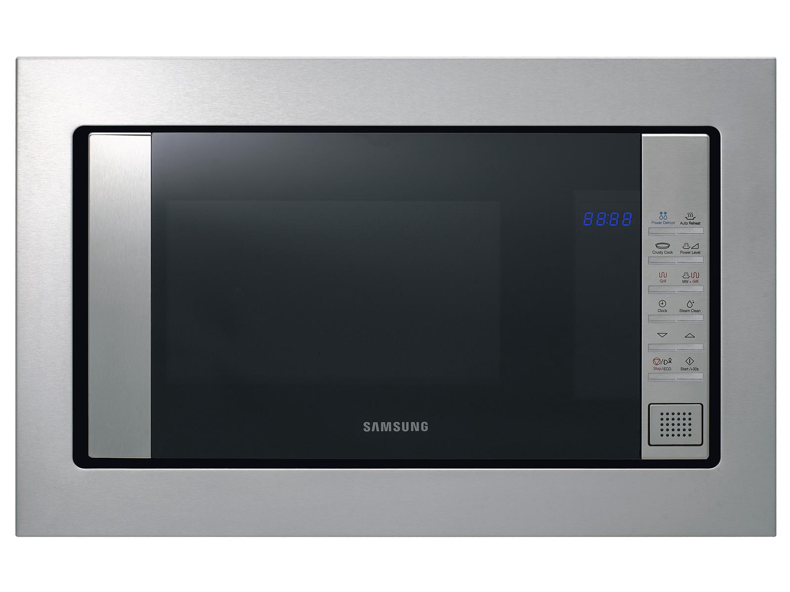 Samsung FG87SUST-EG Mikrowelle mit Grill, Einbaugerät, 800 Watt, 23 Liter Garraum, 6 Leistungsstufen, silber