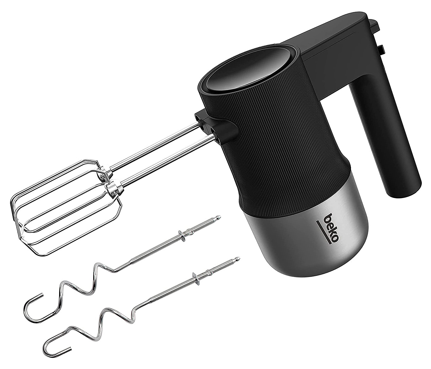 Beko HMM 81504 BX Handmixer, 500 Watt, 4 Geschwindigkeiten, Turbo, inkl. 2 Schneebesen und 2 Knethaken aus Edelstahl, schwarz