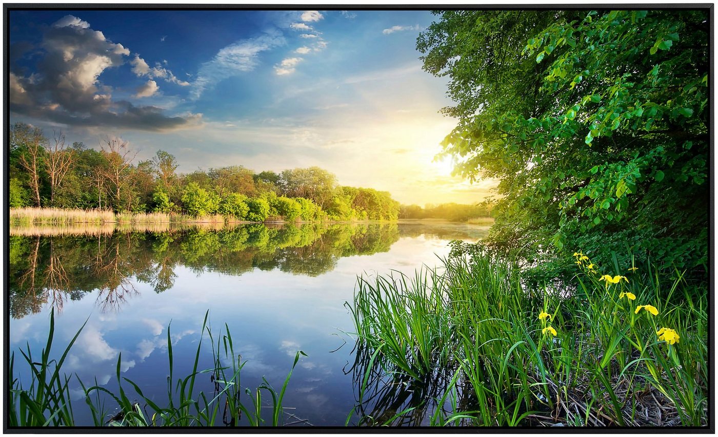 Papermoon Infrarotheizung 'Fluss bei Sonnenuntergang', sehr angenehme Strahlungswärme 450 W, 60 x 80 x 3 cm, Infrarotheizung