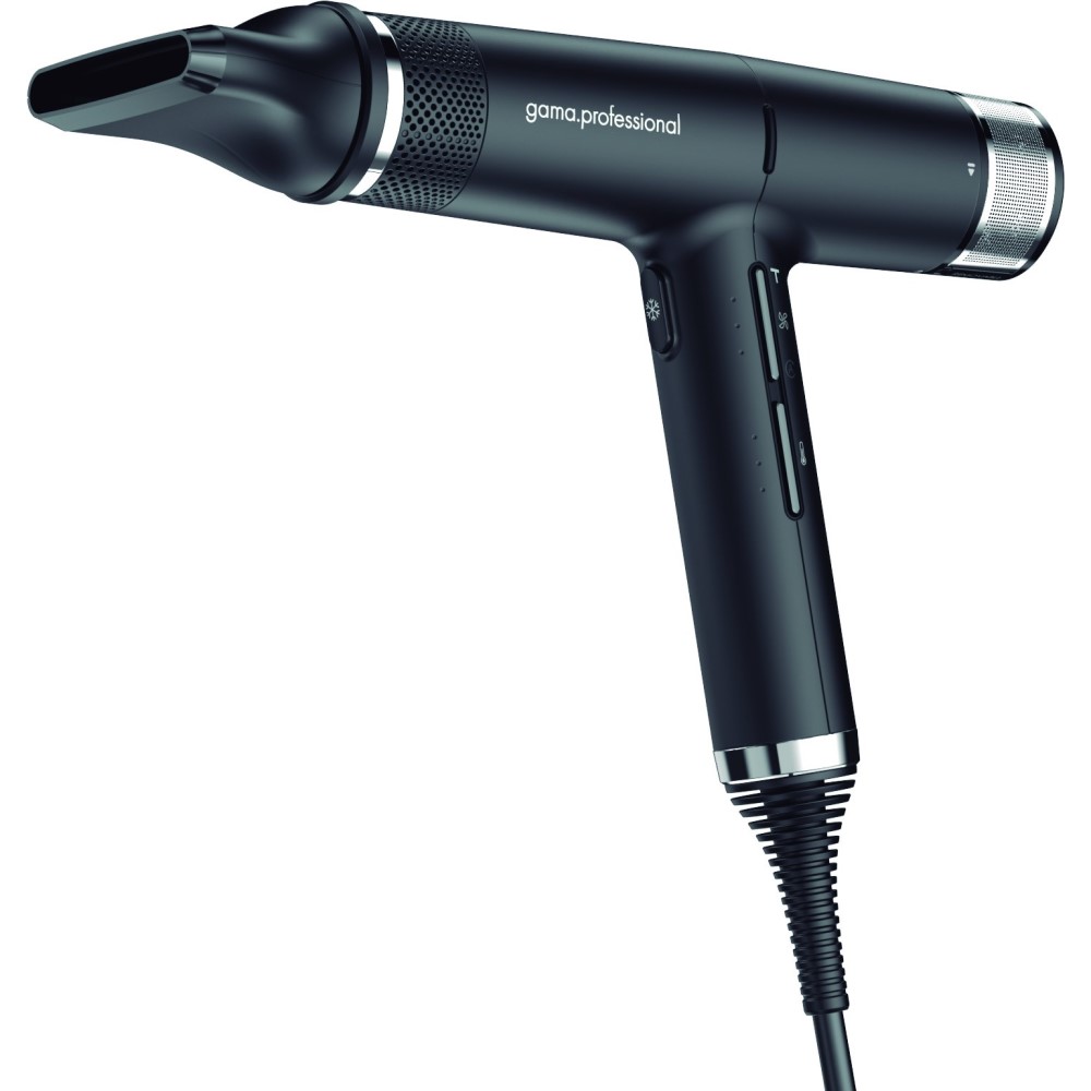 Ga.ma iQ Professional Haartrockner, 2000 Watt, 3 Temperaturstufen, 2 Gebläsestufen, Diffusor, Frisierdüse, Stylingdüse, LED-Anzeige, Sicherheitsfilter, schwarz