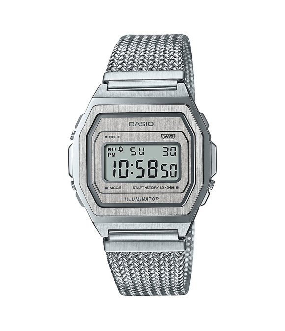 Casio Armbanduhr Herren Quarz Casio Collection Retro A1000MA 7EF, Quarzuhr, silber