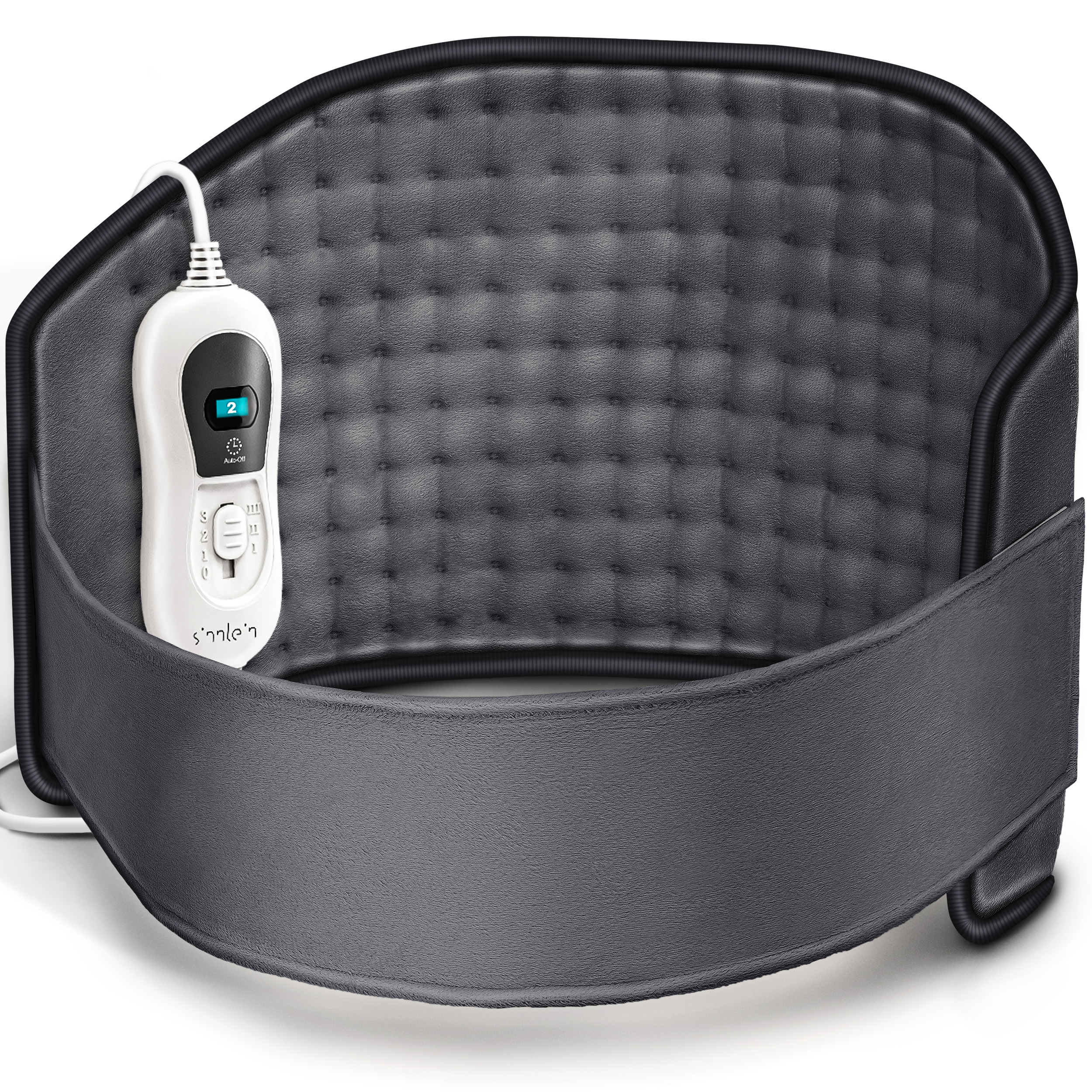 sinnlein Heizkissen elektrisch Anthrazit für Bauch und Rücken Heizgürtel mit 3 Temperaturstufen & Abschaltautomatik Wärmegürtel mit verstellbarem Band und Klettverschluss