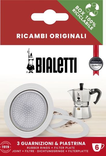 Bialetti Ersatzset 3-4 Tassen Alu 3 Dichtungen 1 Filter Ersatzset