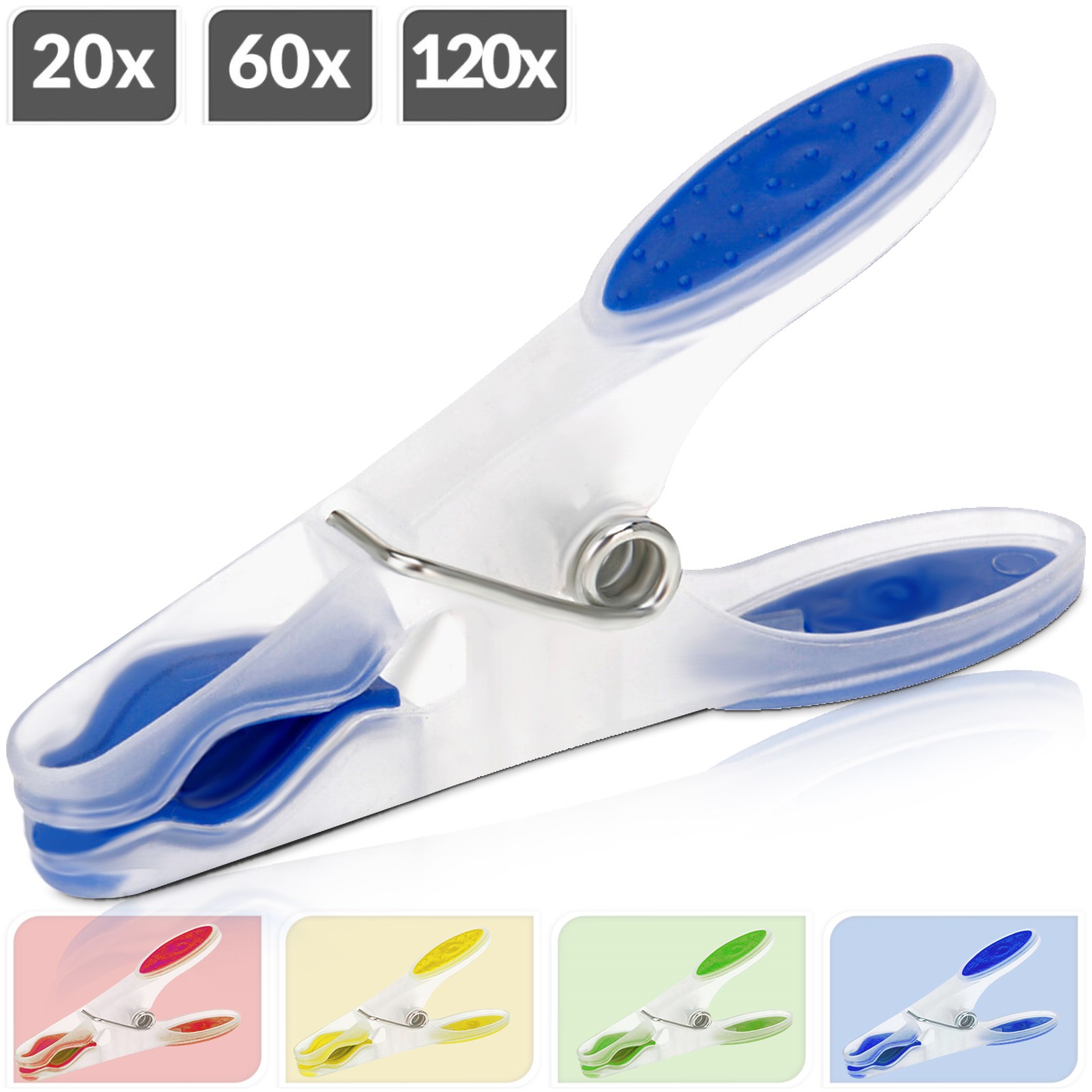 Monzana Wäscheklammern 20/60/120er Set Soft Grip Witterungsbeständig Stabiler Kunststoff Haushalt Klammer Wäscheständer Wäscheleine